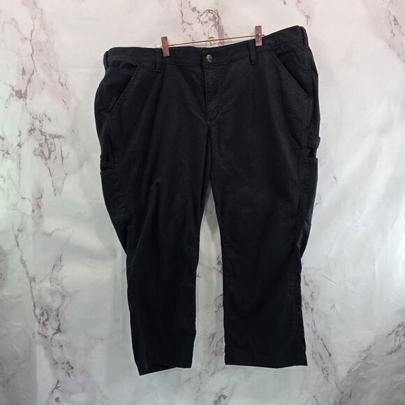 Carhartt Capri Womens 22W Black Loose Fit Stretch Crop Capri Rugged Flex Canvas - Picture 6 of 13